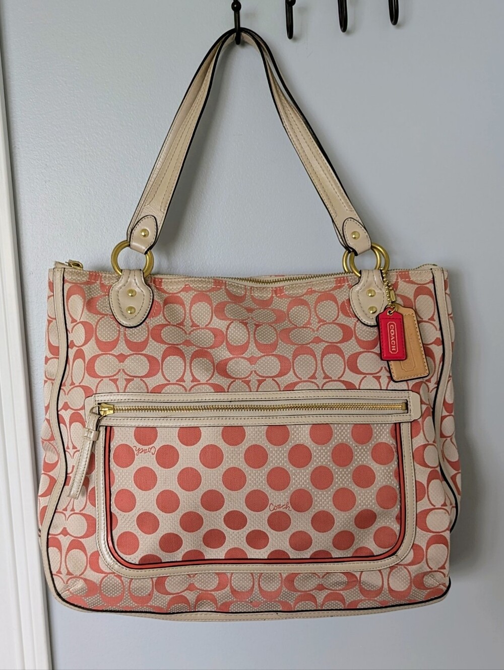 Coach Poppy Signature C Dot Hallie Tote